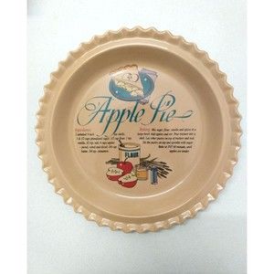 VINTAGE Apple Pie Recipe Plate Dish 11" Universal Trumps Corp FLAW